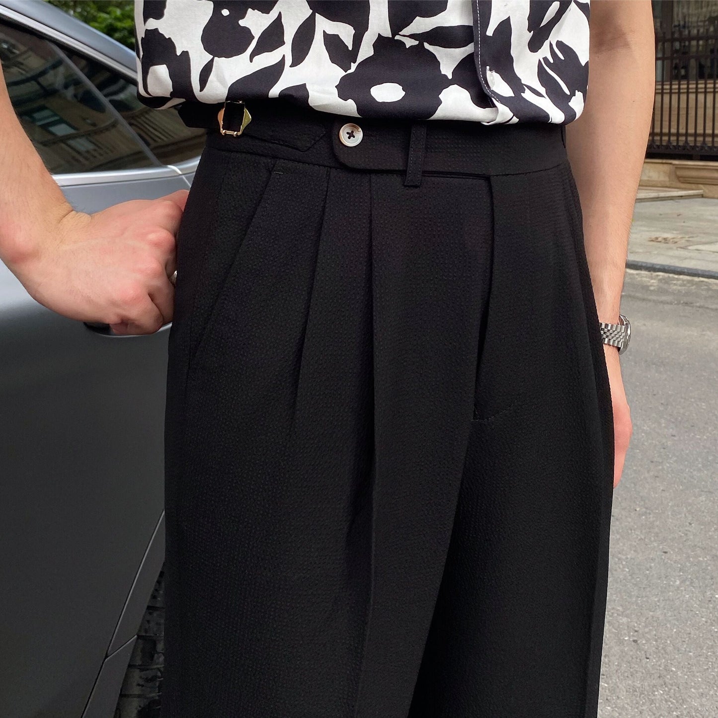 Nathanaël | Pantalon plissé taille haute pour homme - Image 2
