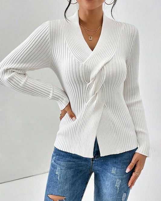 Martine | Elegant Soft Ribbed Wrap Sweater - Image 2