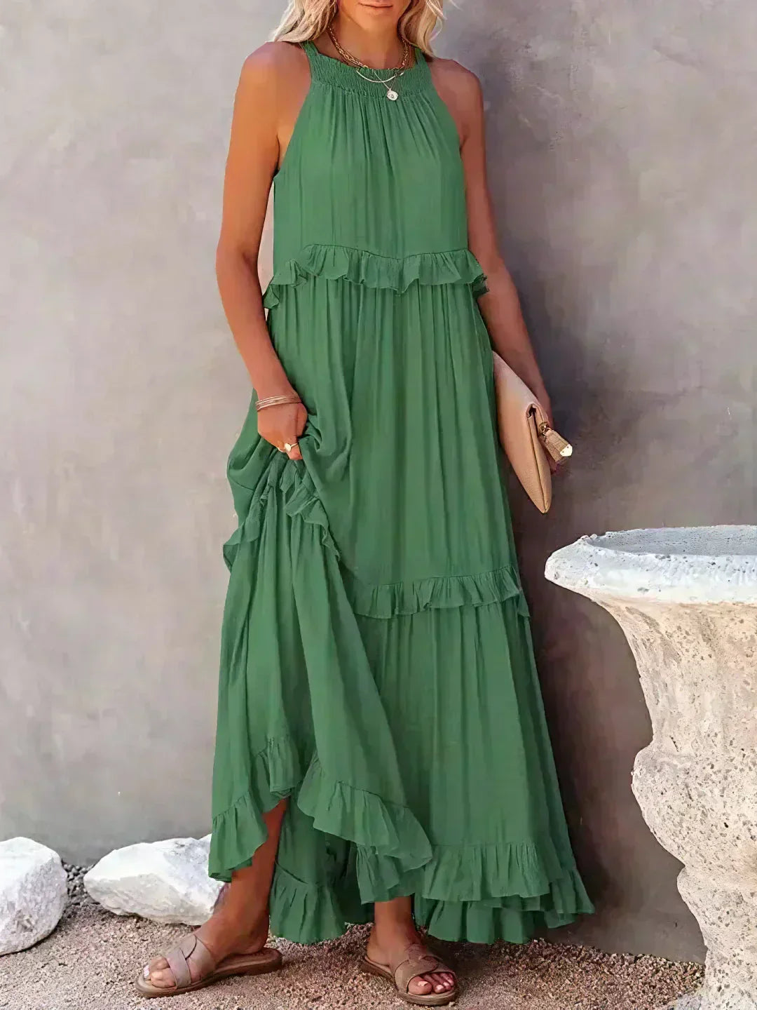 Brigitte | Robe sans manches élégante à bordures à volants pour toutes les occasions - Image 16