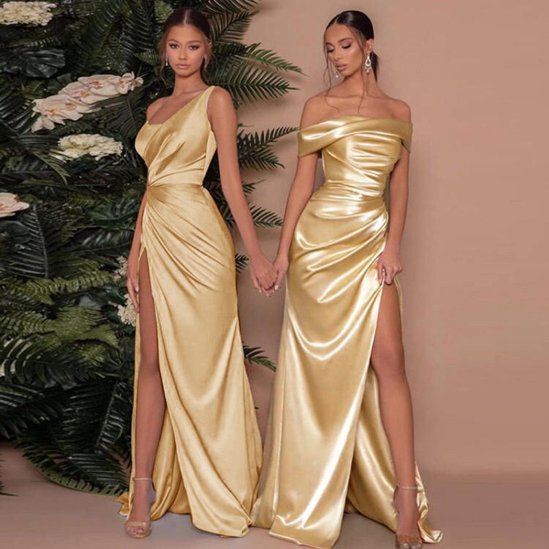 Nour | Robe longue élégante à une épaule avec corset et fente haute - Image 3
