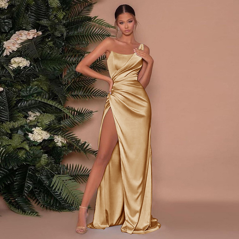 Nour | Robe longue élégante à une épaule avec corset et fente haute - Image 4