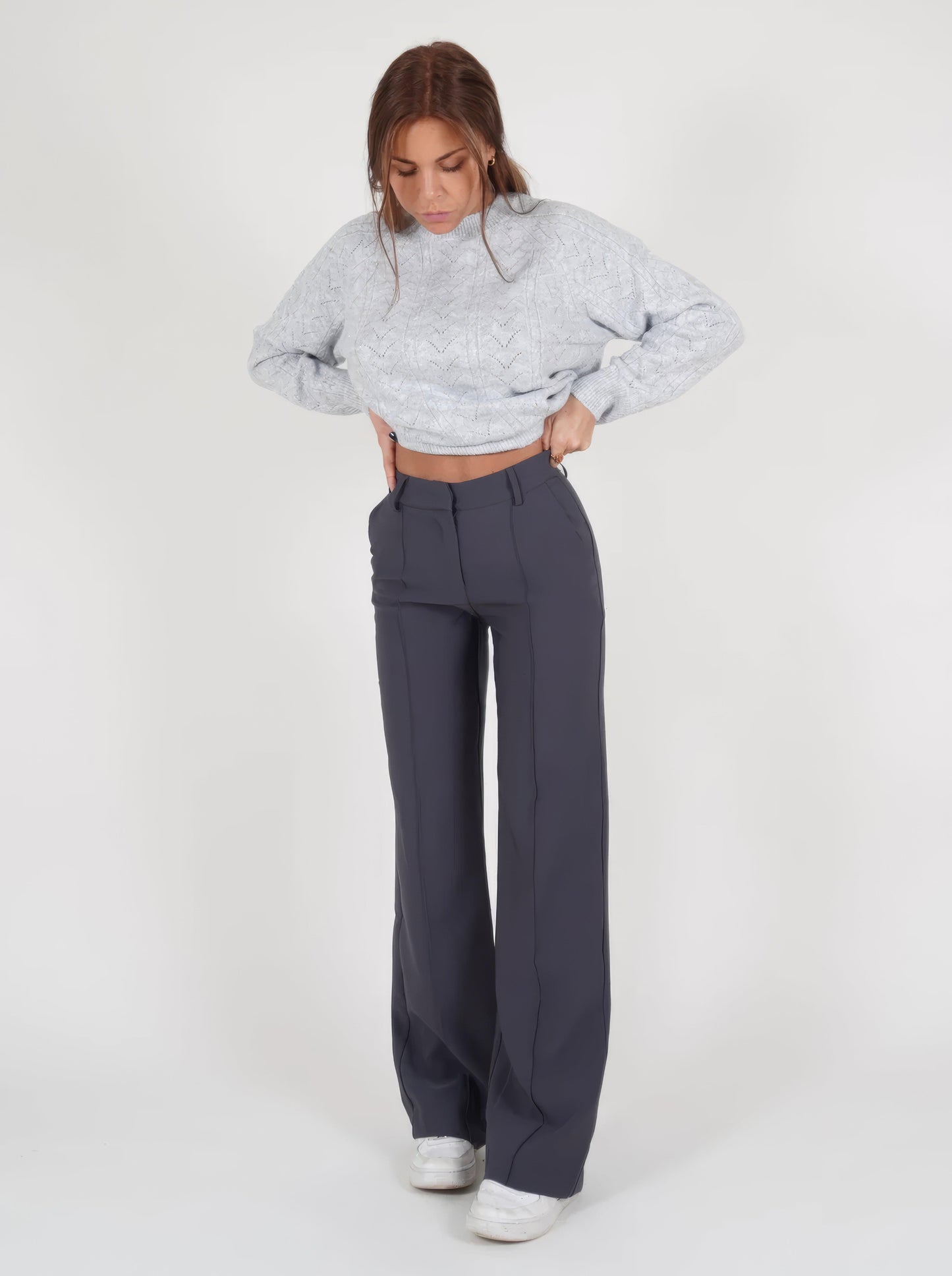 Éléa | Pantalon élégant à taille haute et à jambe large - Coupe ajustée - Image 12
