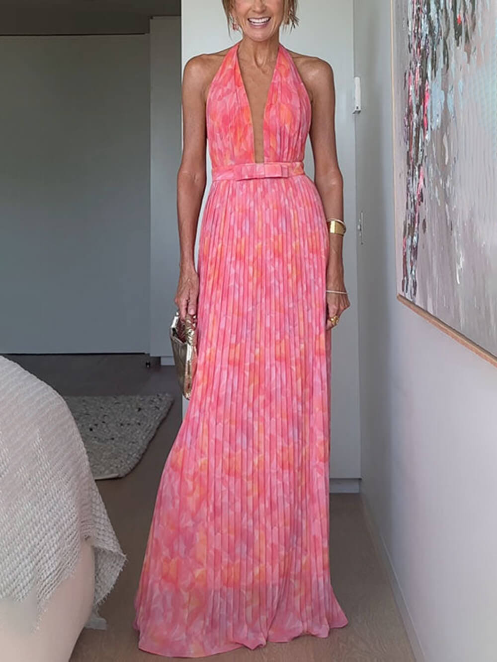 Audrey | Robe élégante à col rose pour les occasions spéciales - Image 1