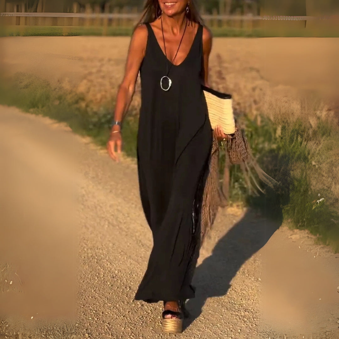 Émilienne | Robe longue élégante à col en V pour femmes - Image 2