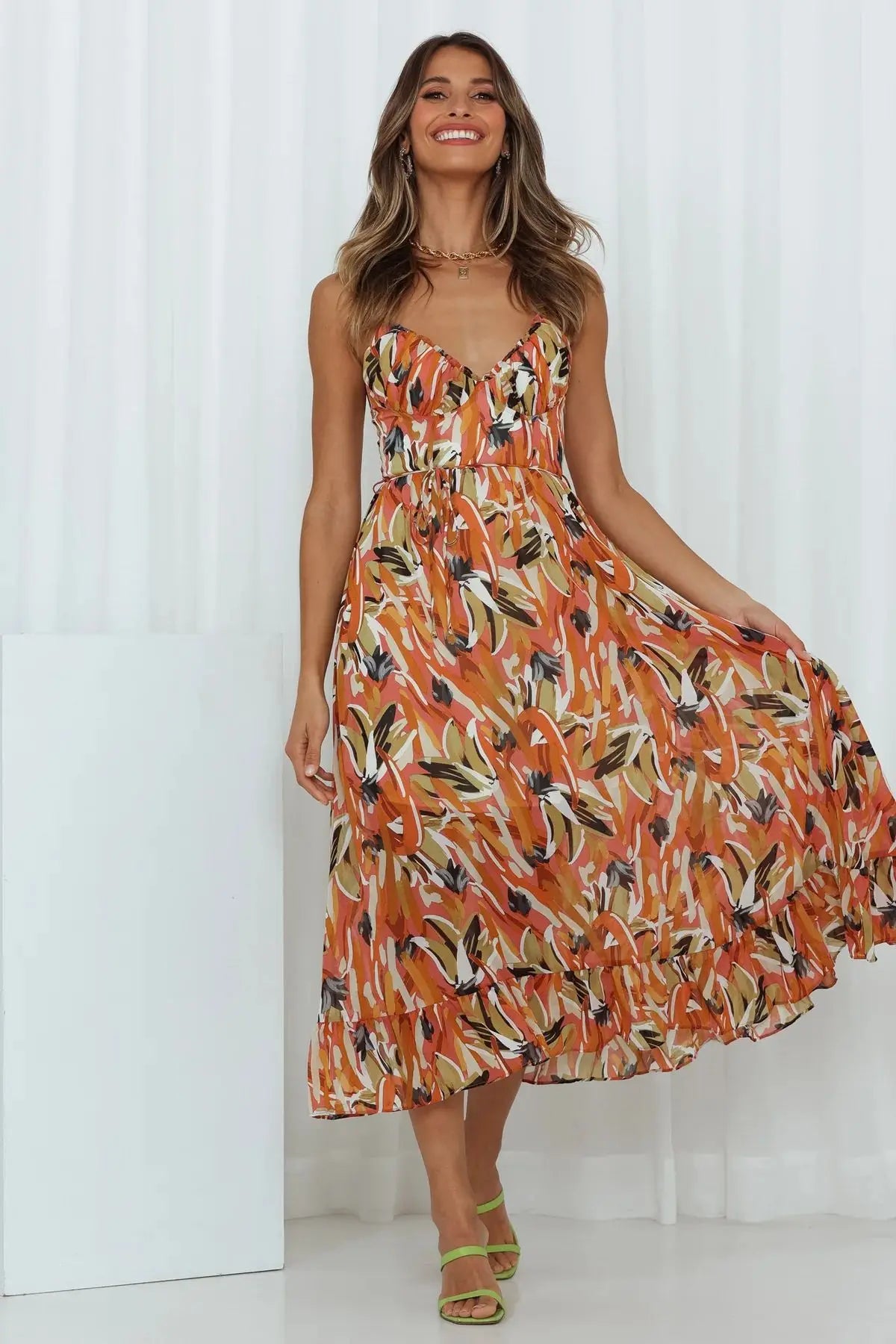 Irène | Robe midi colorée pour l'été - Image 1