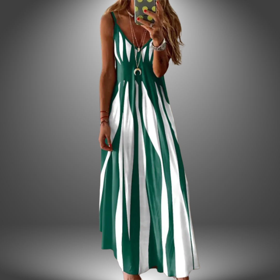 Olympe | Robe longue sans manches élégante et rayée - Image 6