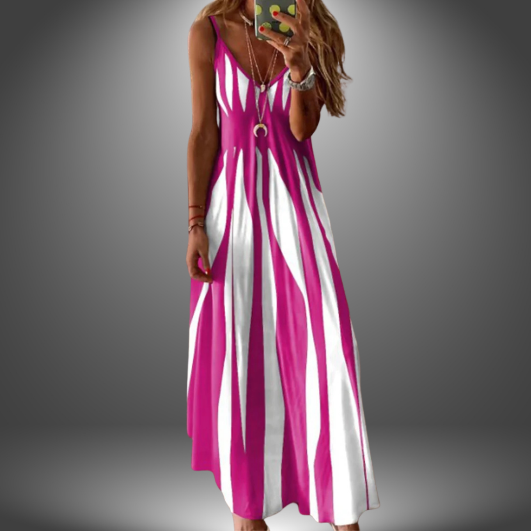 Olympe | Robe longue sans manches élégante et rayée - Image 2