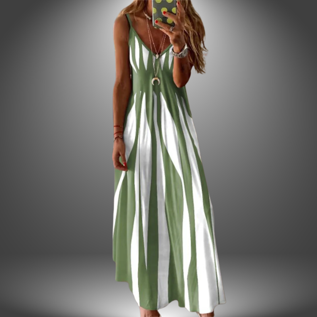 Olympe | Robe longue sans manches élégante et rayée - Image 3