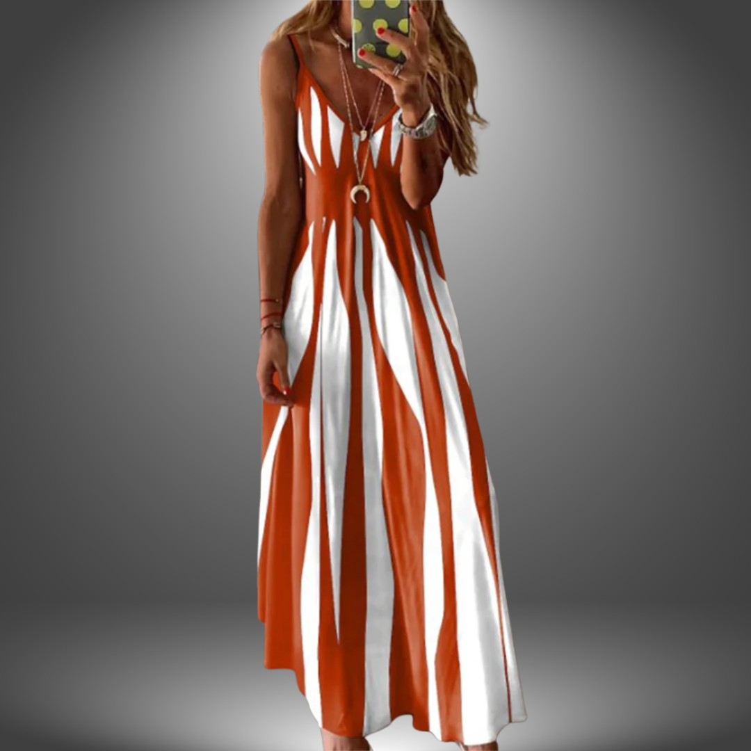 Olympe | Robe longue sans manches élégante et rayée - Image 4
