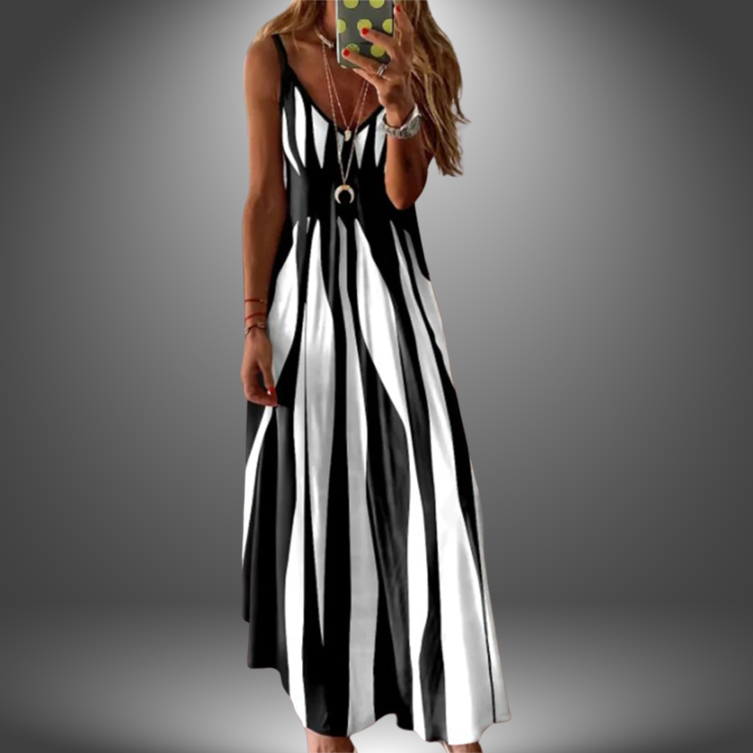 Olympe | Robe longue sans manches élégante et rayée - Image 5
