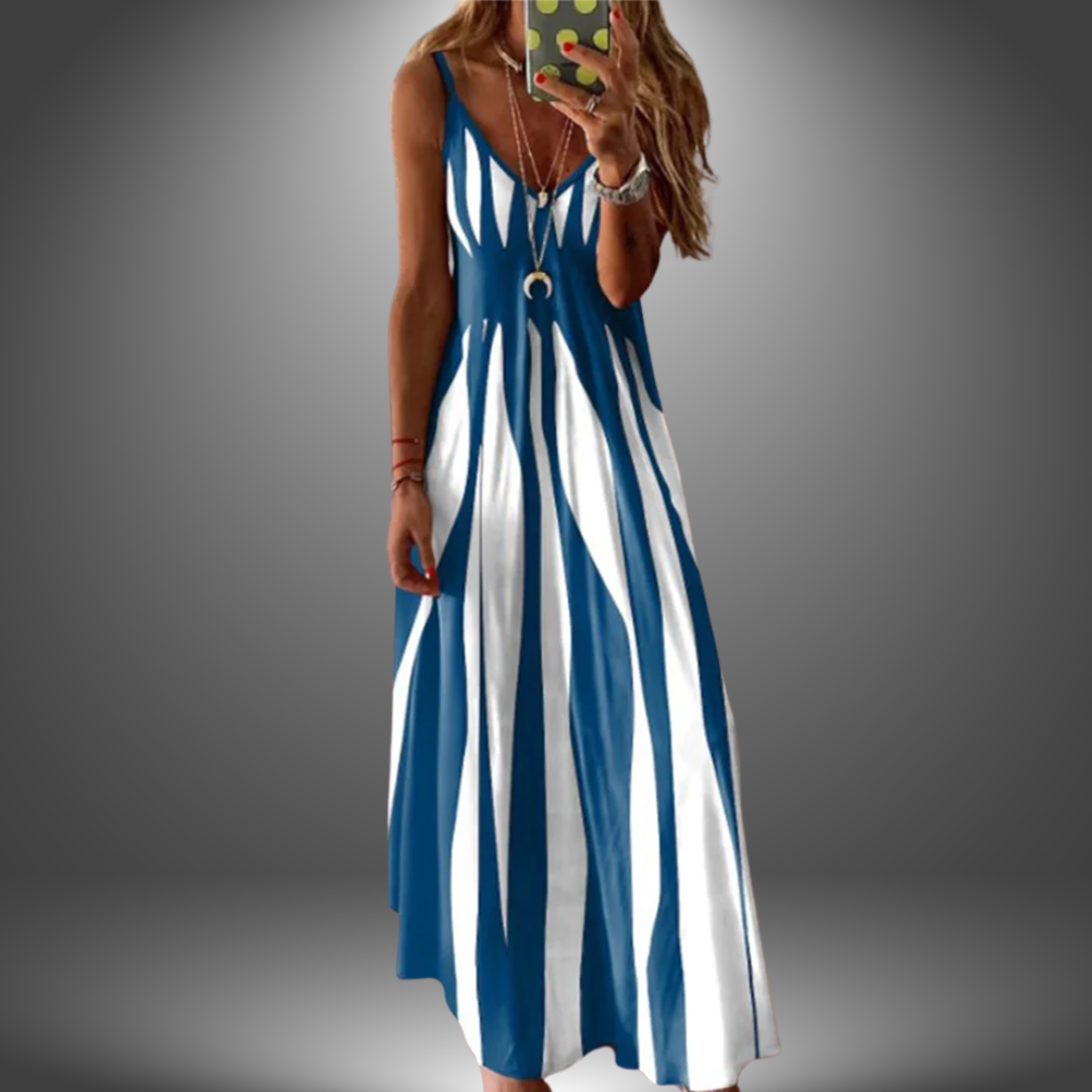 Olympe | Robe longue sans manches élégante et rayée - Image 1
