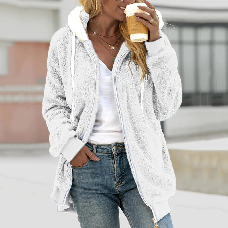 Elsa | Manteau Long Zippé à Capuche pour Femme - Image 4