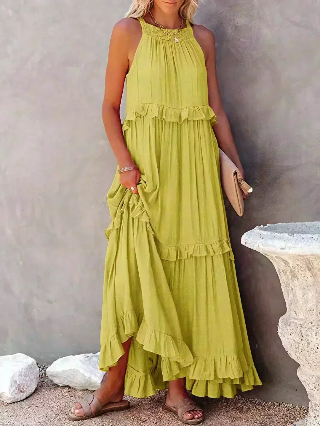 Brigitte | Robe sans manches élégante à bordures à volants pour toutes les occasions - Image 20