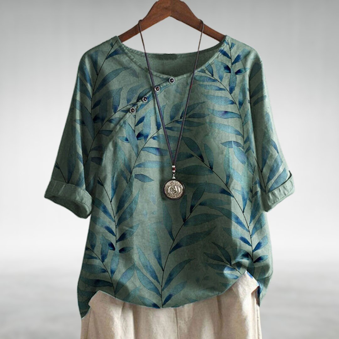 Image of Torhild | Blomstret Dame Bluse med 3/4 Ærmer