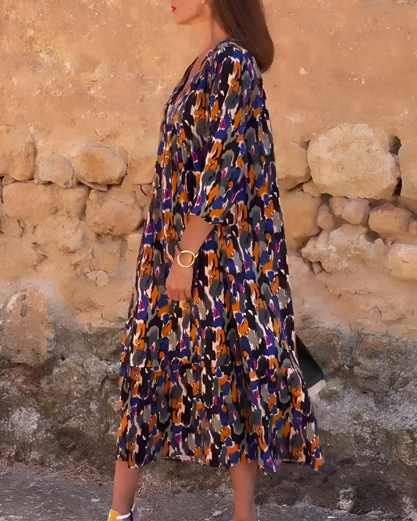 Ivana | Robe midi à motifs abstraits et manches trois quarts - Image 4