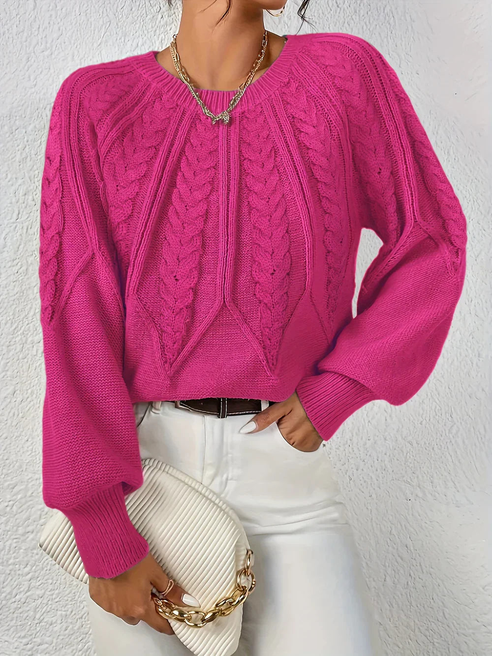 Flora | Pull Femme Maille Câble Manches Longues - Image 8