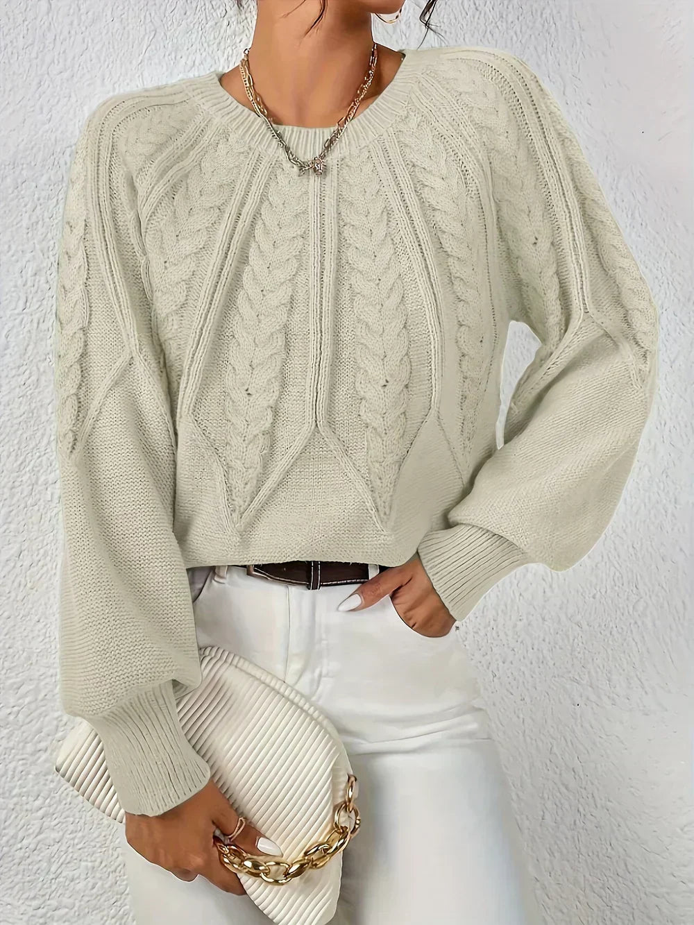 Flora | Pull Femme Maille Câble Manches Longues - Image 3