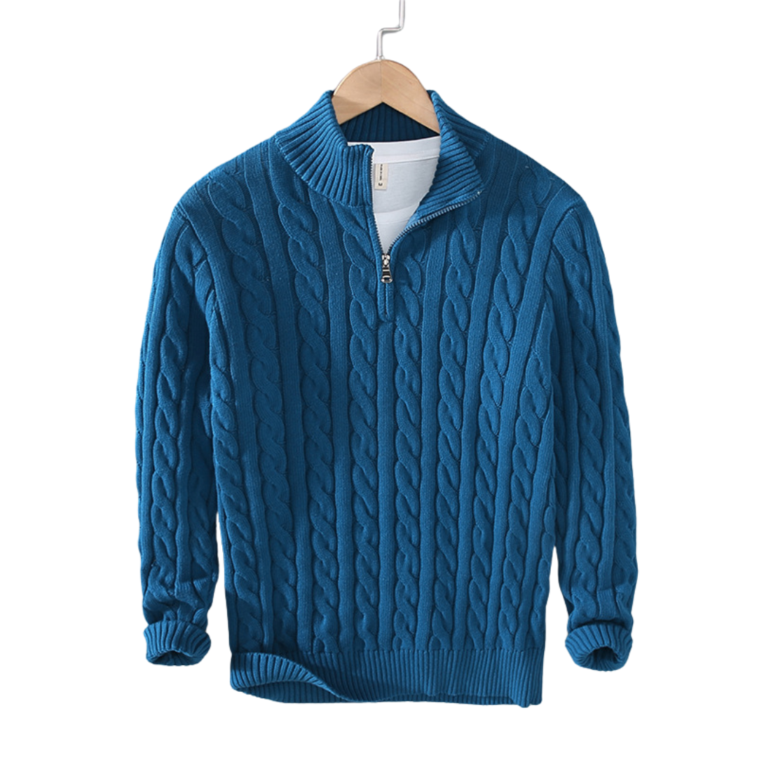 Franck | Pull Homme Col Zippé Maille Câble - Image 4