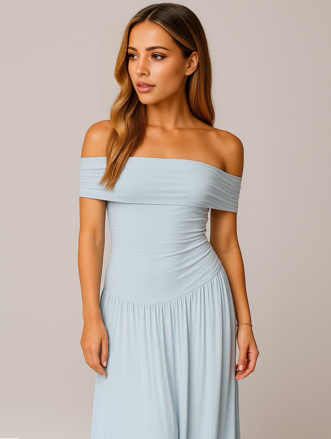 Ilona | Robe longue élégante à épaules découvertes - Image 6