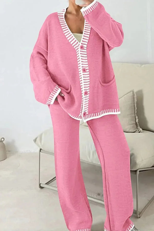 Gabriella | Ensemble Pantalon et Cardigan Col V Femme - Image 5