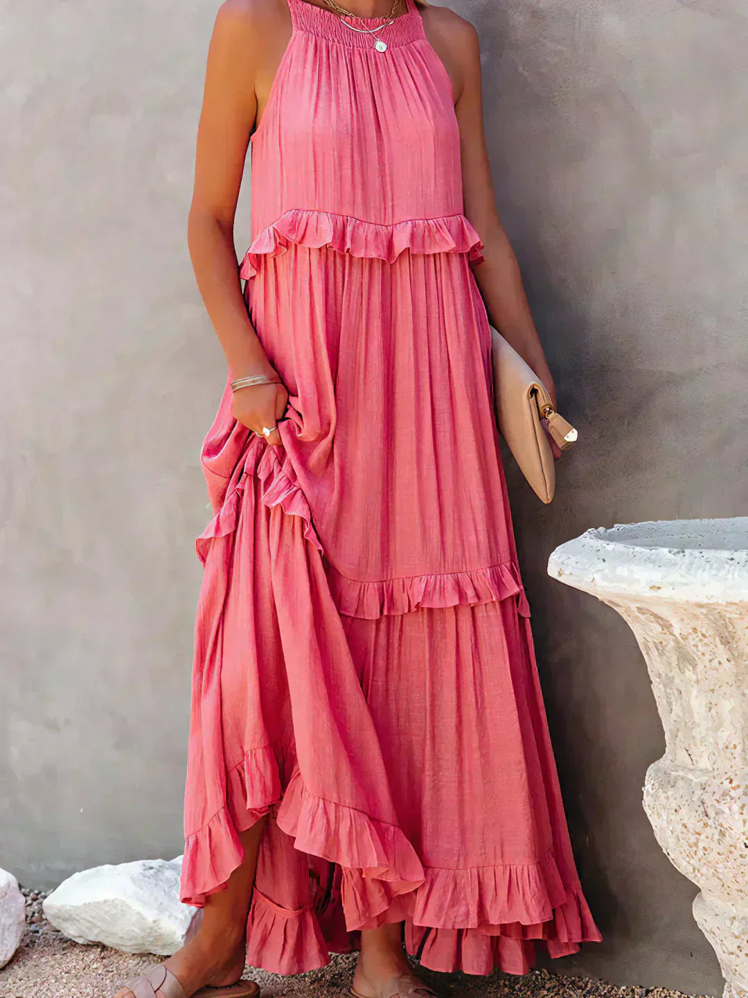 Brigitte | Robe sans manches élégante à bordures à volants pour toutes les occasions - Image 7