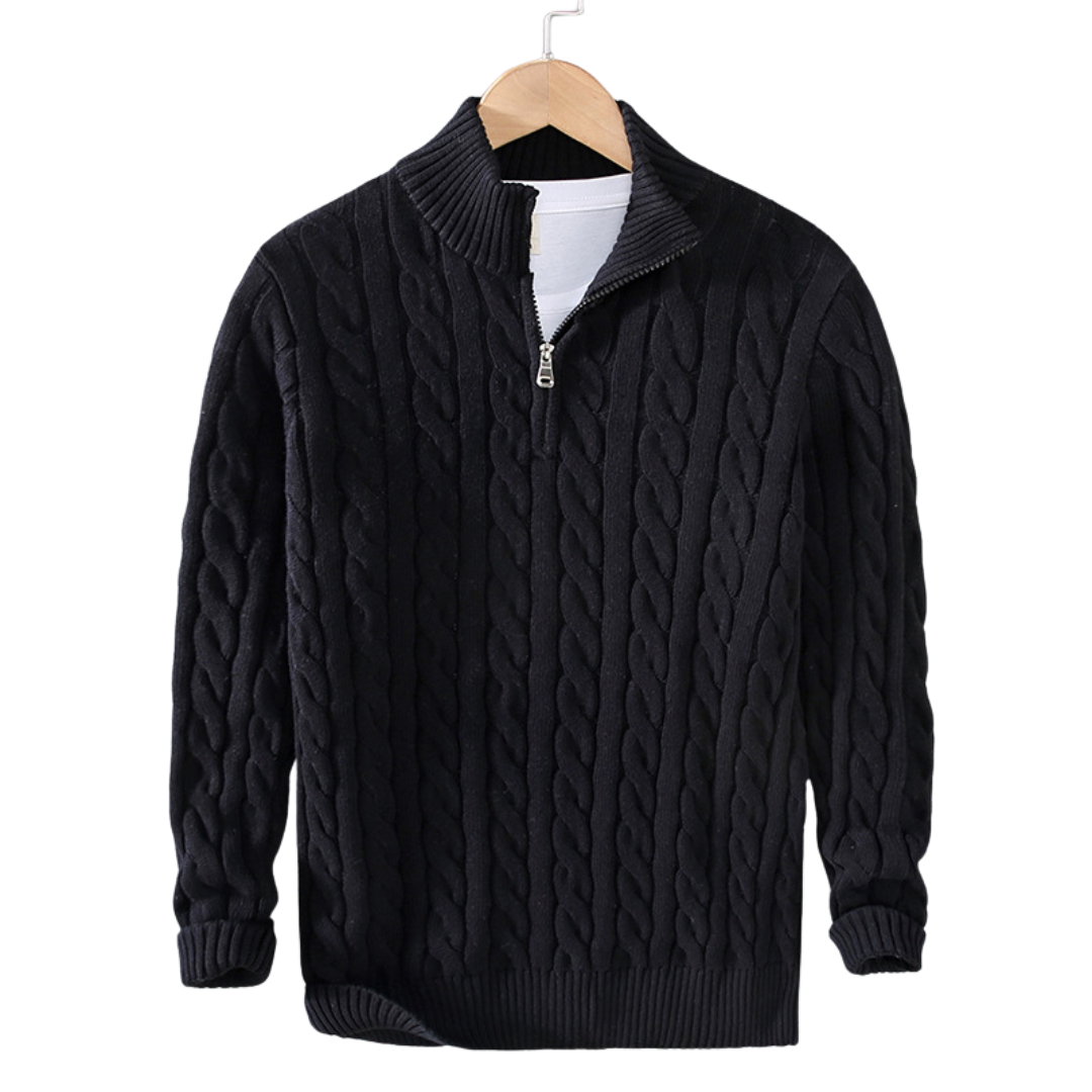 Franck | Pull Homme Col Zippé Maille Câble - Image 3