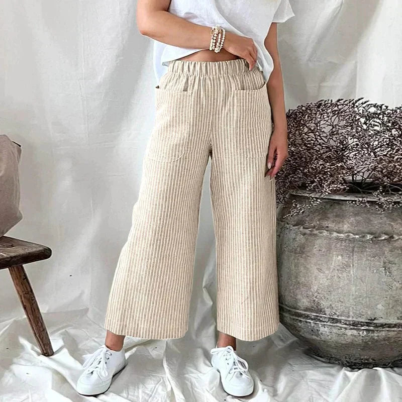 Chiara | Pantalon ample pour femmes avec ceinture élastique - Léger, rayé et confortable pour tous les jours - Image 5