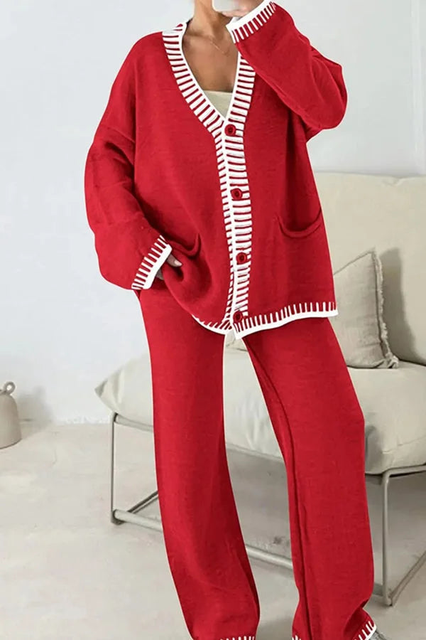 Gabriella | Ensemble Pantalon et Cardigan Col V Femme - Image 6