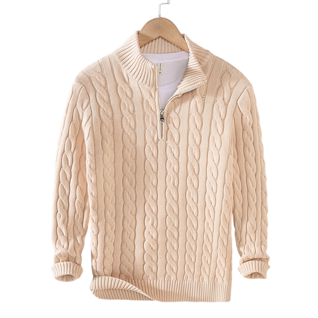 Franck | Pull Homme Col Zippé Maille Câble - Image 5