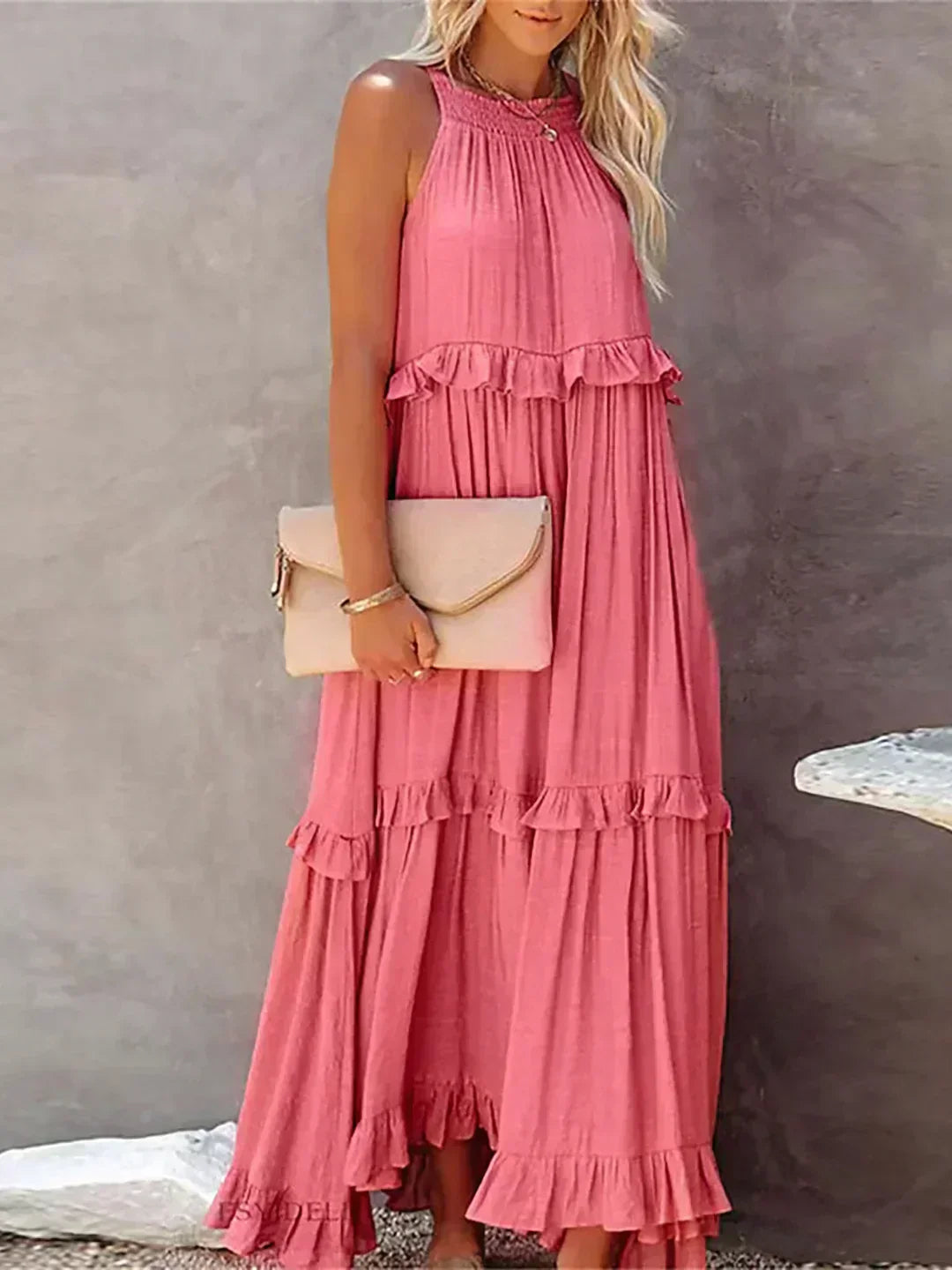 Brigitte | Robe sans manches élégante à bordures à volants pour toutes les occasions - Image 11