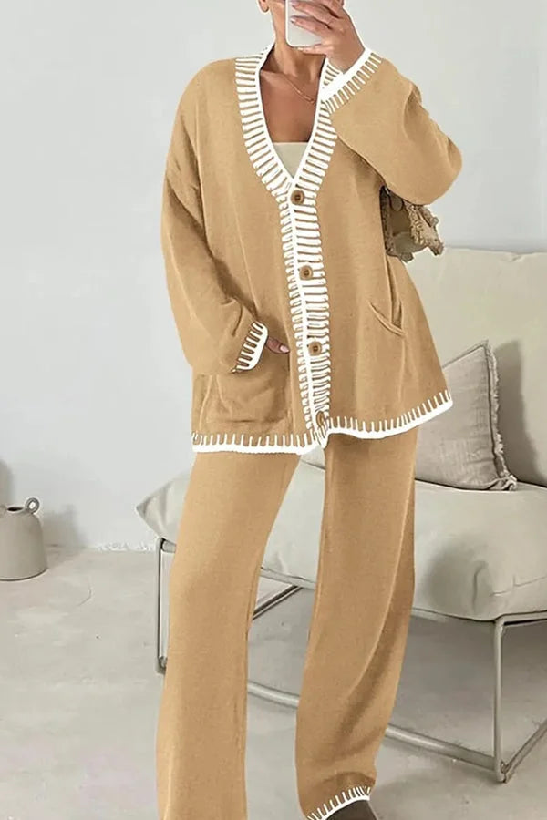 Gabriella | Ensemble Pantalon et Cardigan Col V Femme - Image 8