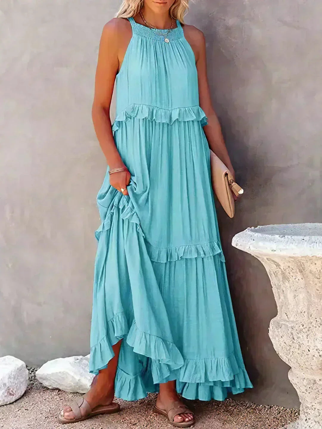 Brigitte | Robe sans manches élégante à bordures à volants pour toutes les occasions - Image 15