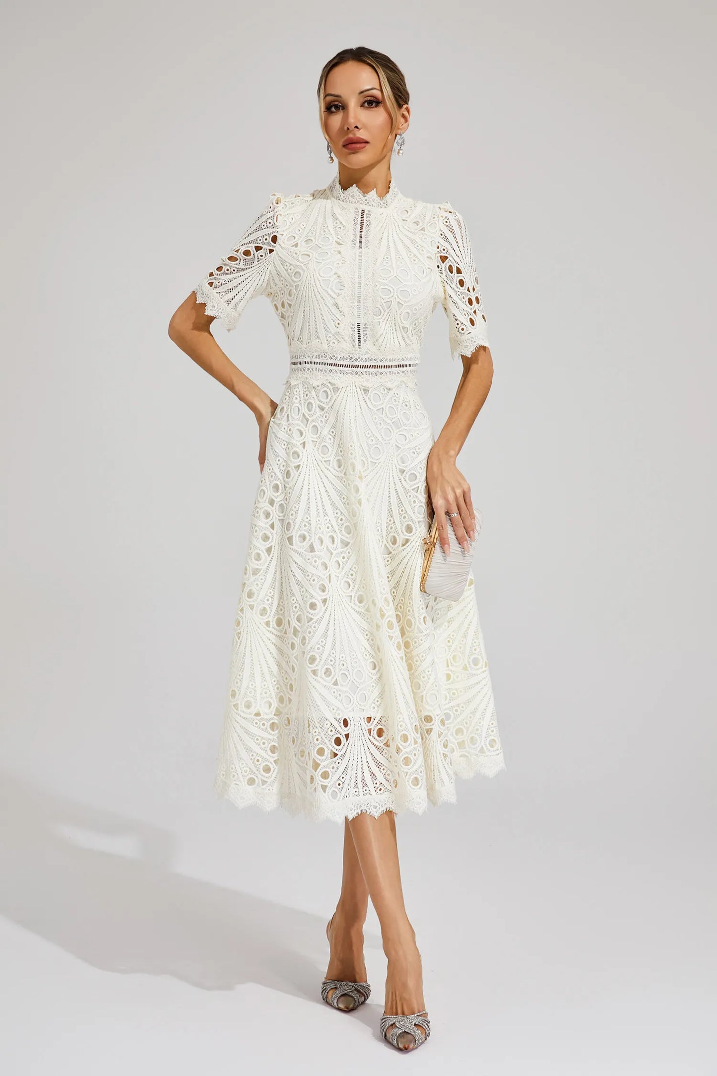 Mélanie | Robe midi élégante en dentelle pour femmes - Image 16