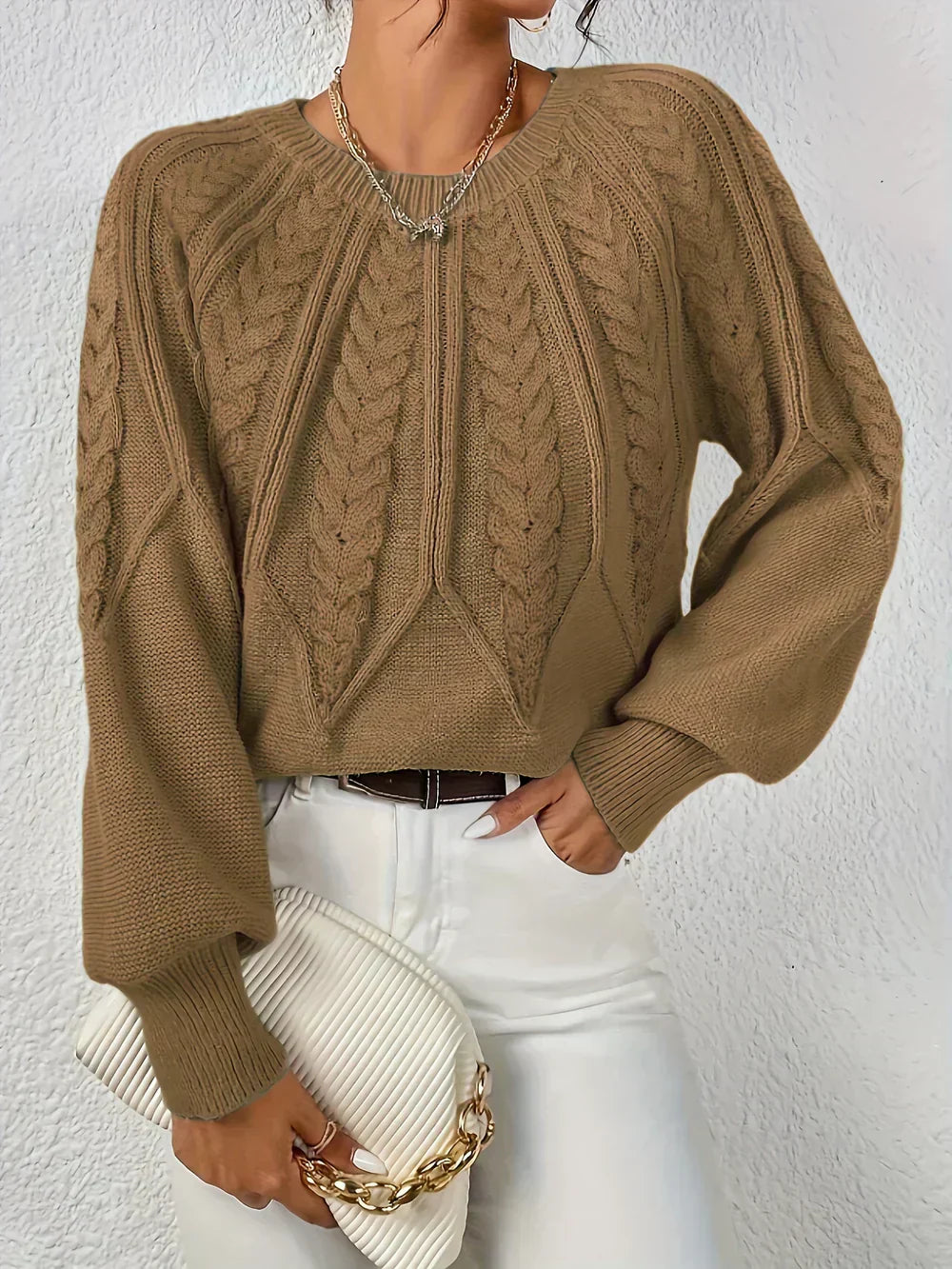 Flora | Pull Femme Maille Câble Manches Longues - Image 10