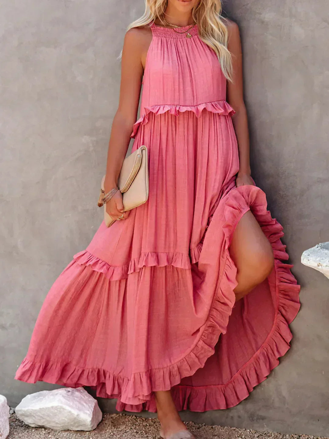Brigitte | Robe sans manches élégante à bordures à volants pour toutes les occasions - Image 6