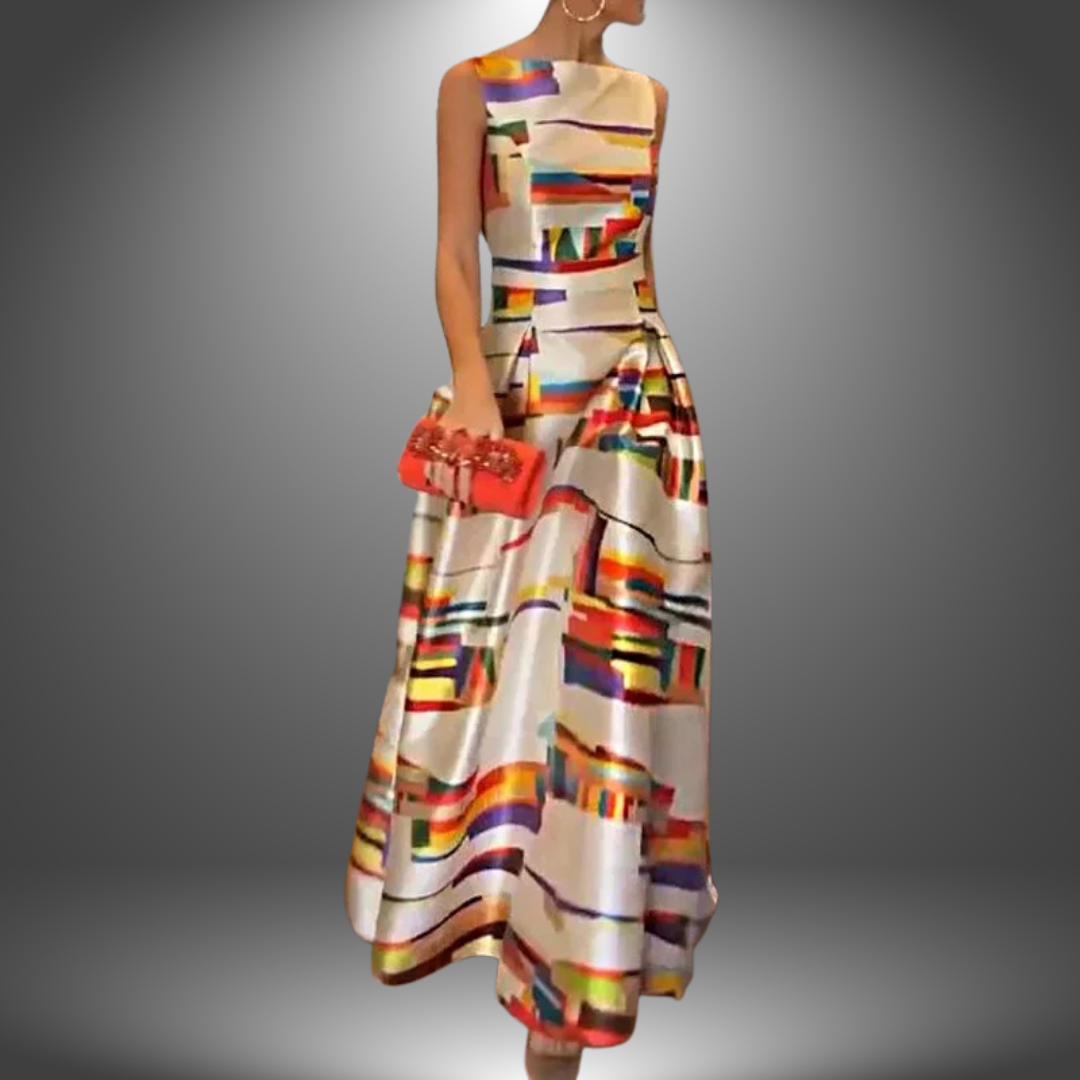 Mélyne | Robe longue élégante à imprimé géométrique pour toutes les occasions - Image 1