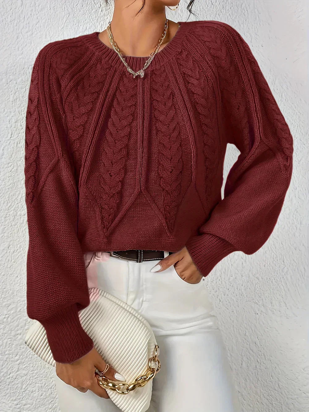 Flora | Pull Femme Maille Câble Manches Longues - Image 5