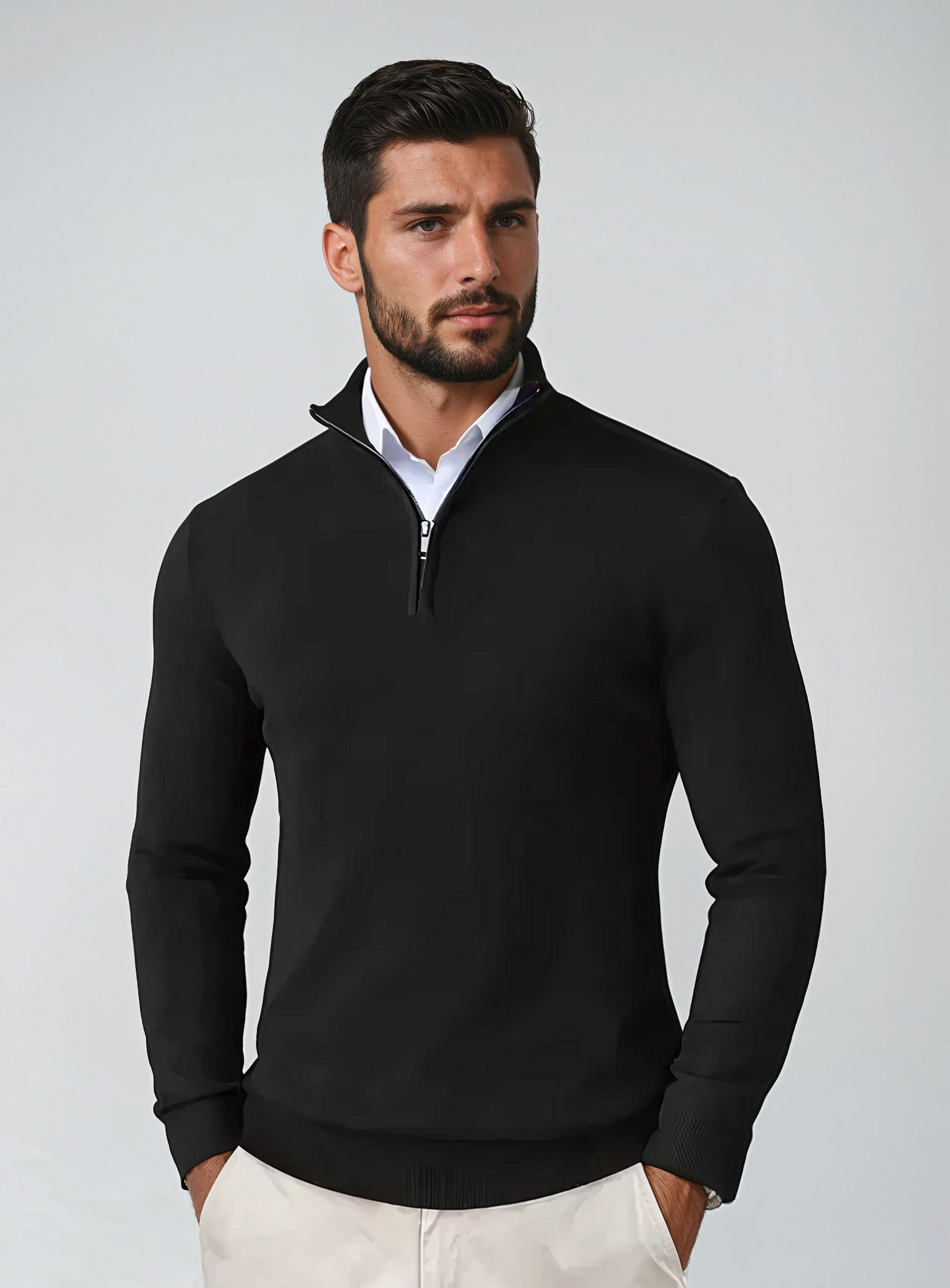 Thierry | Pull Homme Col Montant Zippé au Quart - Image 3
