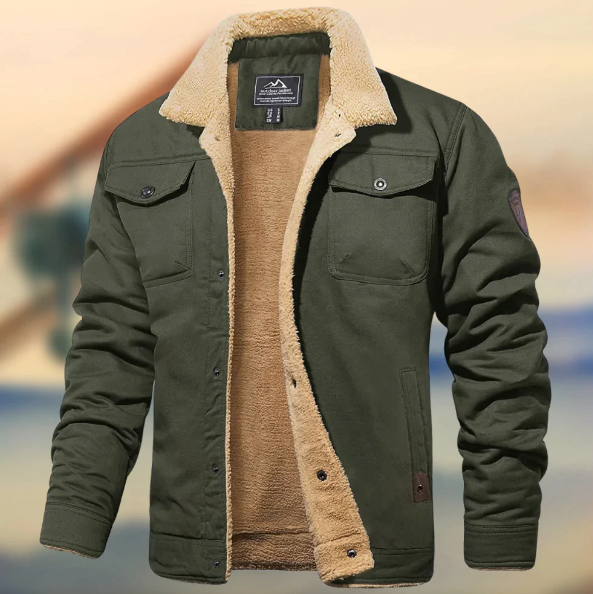 Yasser | Veste Homme Style Militaire à Col Sherpa - Image 1