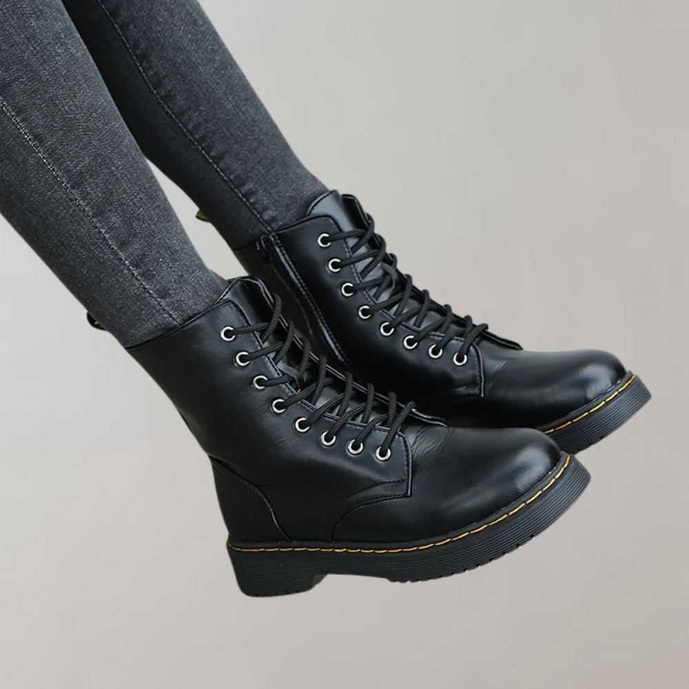 Cécile | Bottes de Combat en Cuir à Lacets pour Femmes - Image 4