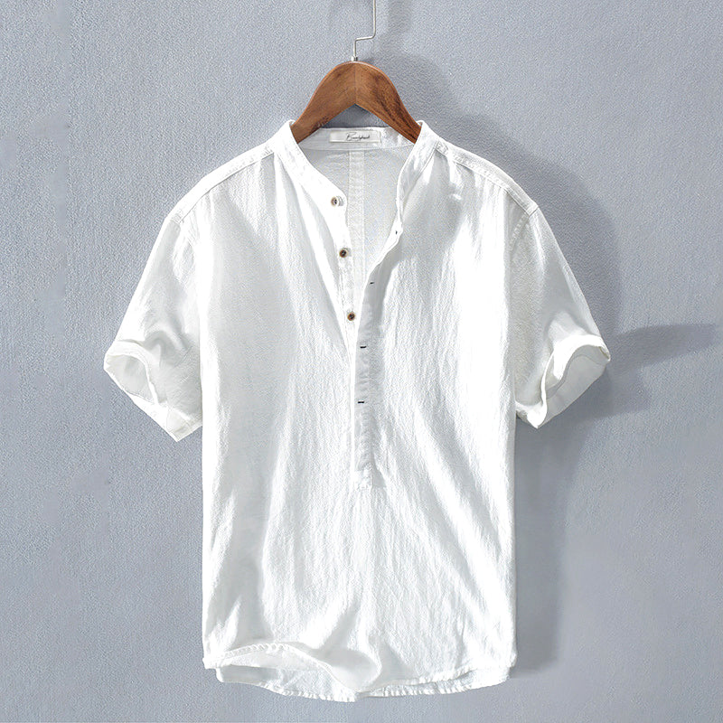 Tidiane | Chemise élégante en lin pour hommes avec col mandarin - Image 2