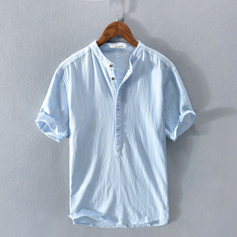 Tidiane | Chemise élégante en lin pour hommes avec col mandarin - Image 3