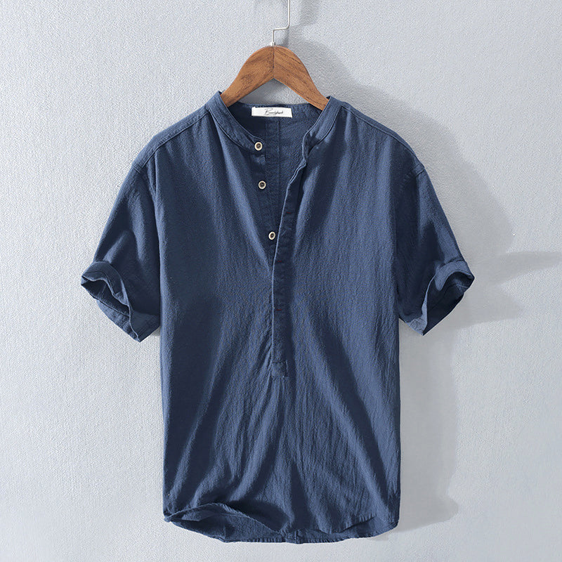 Tidiane | Chemise élégante en lin pour hommes avec col mandarin - Image 4