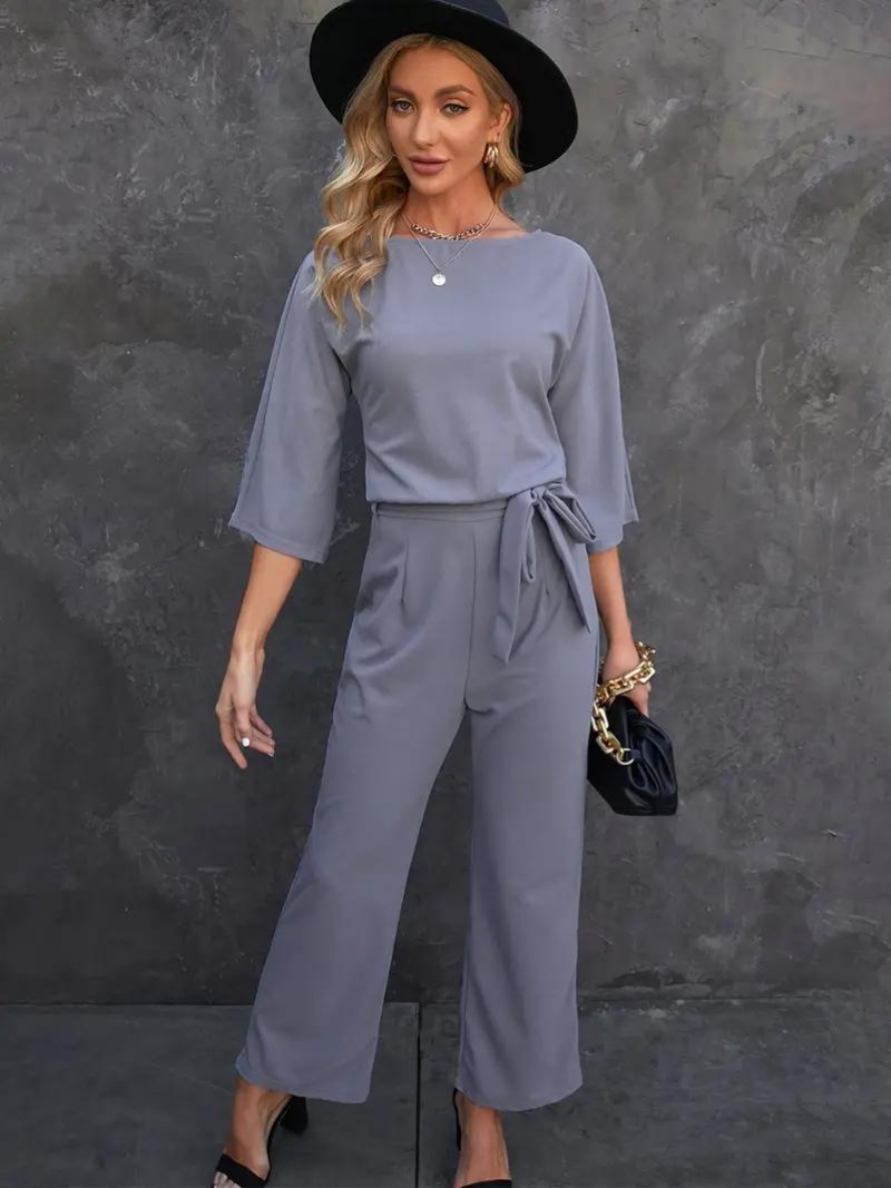 Myriam | Combinaison Femme Jambes Larges et Taille Nouée - Image 3
