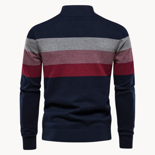 Erwan | Pull rayé à quart de fermeture éclair pour homme - Image 2