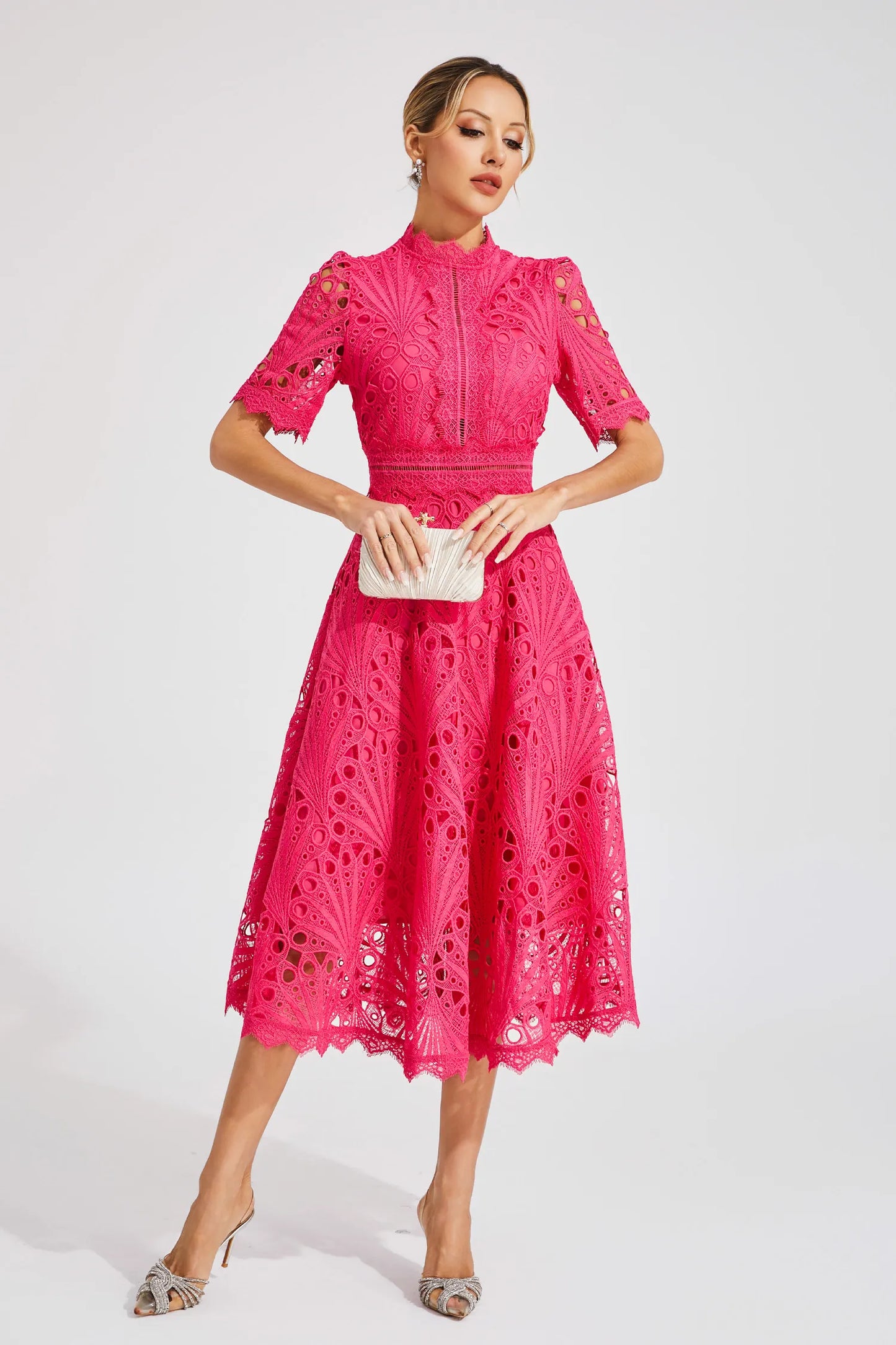Mélanie | Robe midi élégante en dentelle pour femmes - Image 2