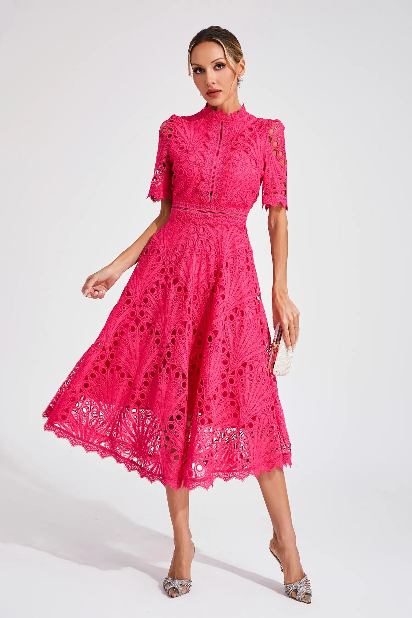 Mélanie | Robe midi élégante en dentelle pour femmes - Image 3