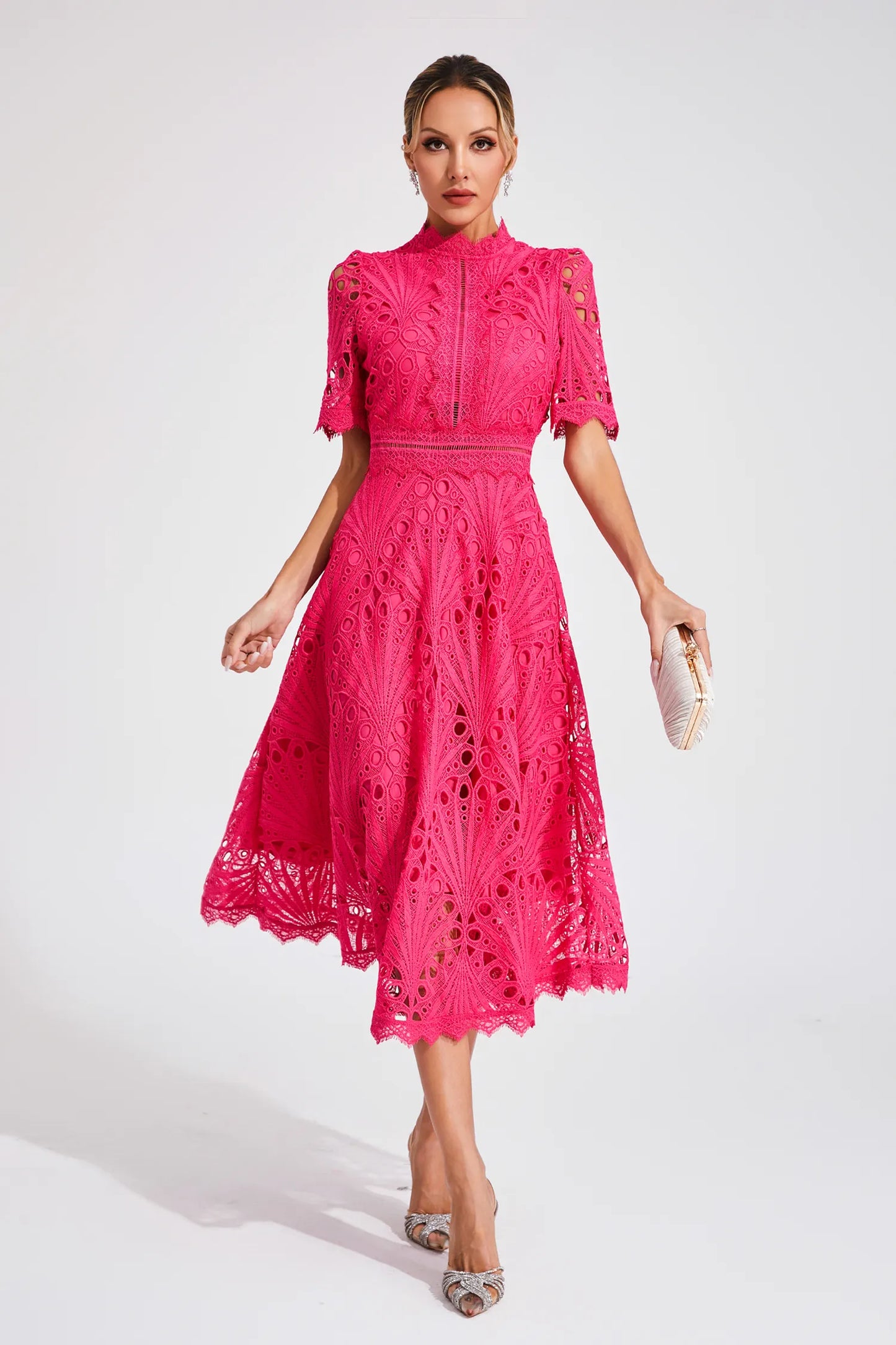 Mélanie | Robe midi élégante en dentelle pour femmes - Image 6