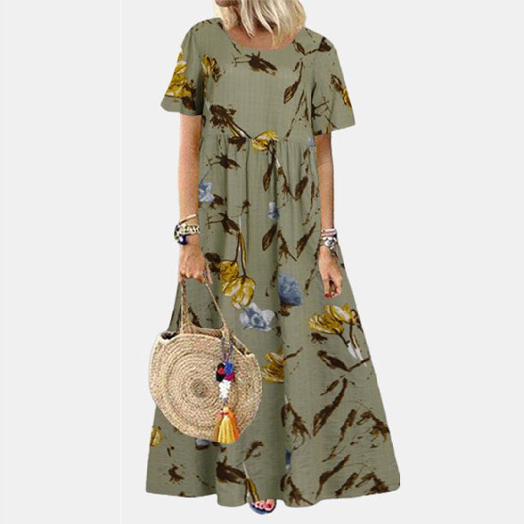 Larissa | Robe à manches courtes à col rond et à imprimé floral - Image 3