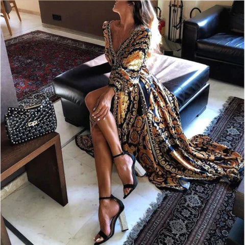 Lina | Robe longue chic à imprimé bohème pour femmes - Image 4